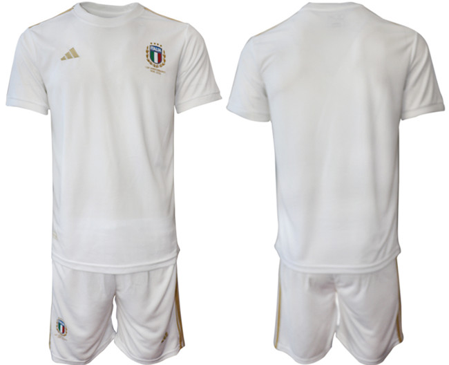 Men's Italy Custom 2023/24 White Away Soccer Jersey Suit